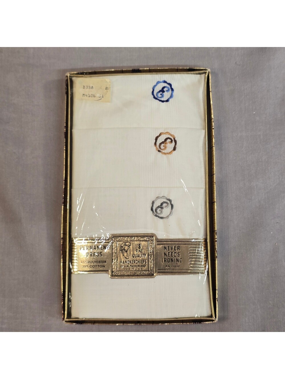 Vintage Sealpackerchief Monogram E Handkerchiefs Set of 3 New Old Stock Boxed